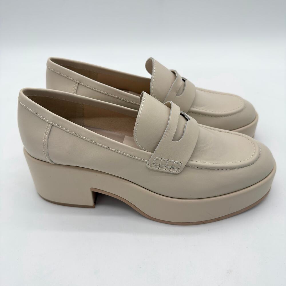 Dolce Vita Platform Penny Loafers Casual Mod Yanni Leather Retro 90s Ivory Sz 8